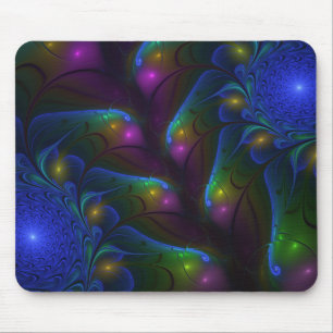 Farbige Leuchtende Abstrakte Moderne Trippy-Frakta Mousepad