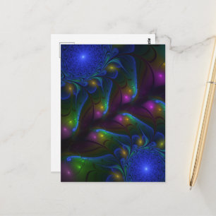 Farbige Leuchtende Abstrakte Moderne Trippy-Frakta Postkarte