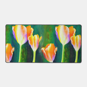 Farbige Leuchtende Wasserfarben Blumen Schreibtischunterlage