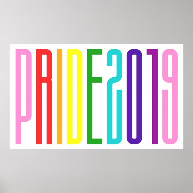 Farbige LGBT-Regenbogenfarben Gay Pride 2019 Poster (Vorne)