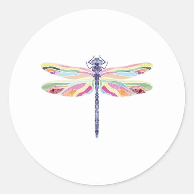 Farbige Libelle Runder Aufkleber (Vorderseite)