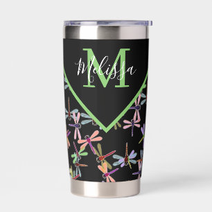 Farbige Libellen personalisiert   Thermobecher
