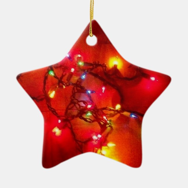 'Farbige Lichter' Star-Ornament Keramikornament (Vorne)