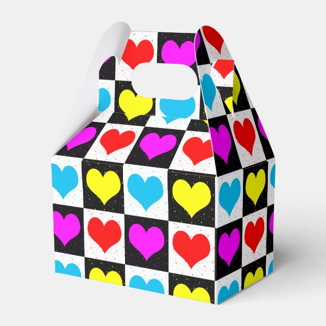 Farbige Liebe - geometrischer Blockdruck Geschenkschachtel (Vorderseite)