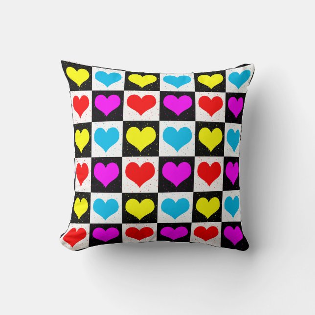 Farbige Liebe - geometrischer Blockdruck Kissen (Vorderseite)