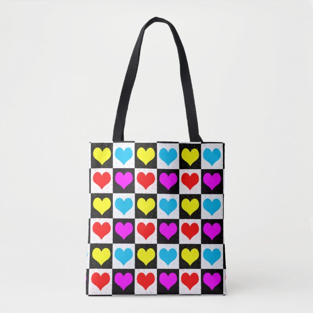 Farbige Liebe - geometrischer Blockdruck Tasche (Vorderseite)