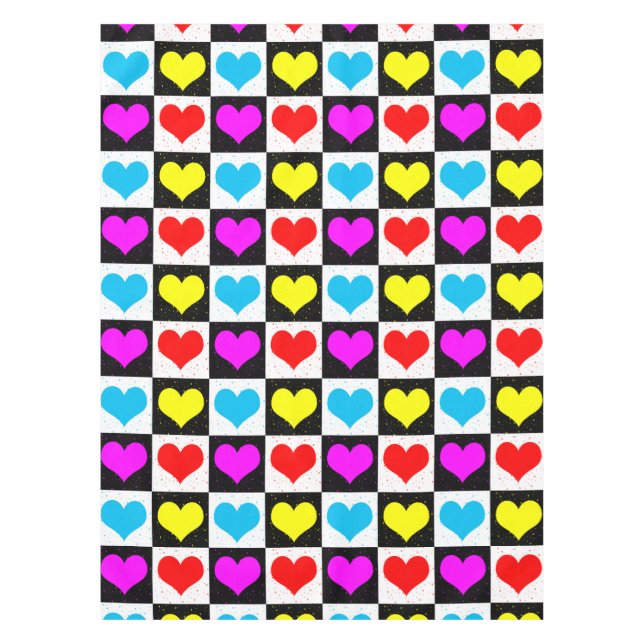 Farbige Liebe - geometrischer Blockdruck Tischdecke (Vorderseite)