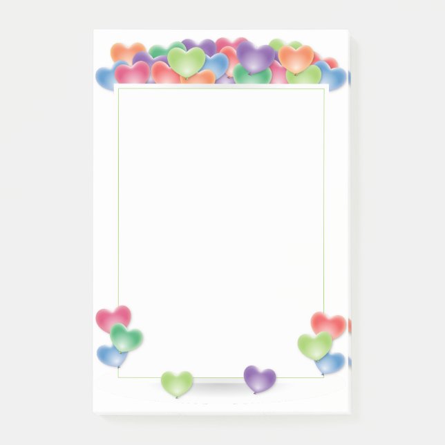 Farbige Liebe Herzblasen Rahmen Post-it Klebezettel (Vorderseite)