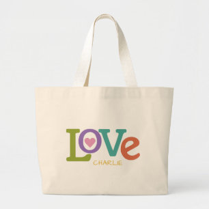 Farbige Liebe individuelle Name Totbeutel Jumbo Stoffbeutel