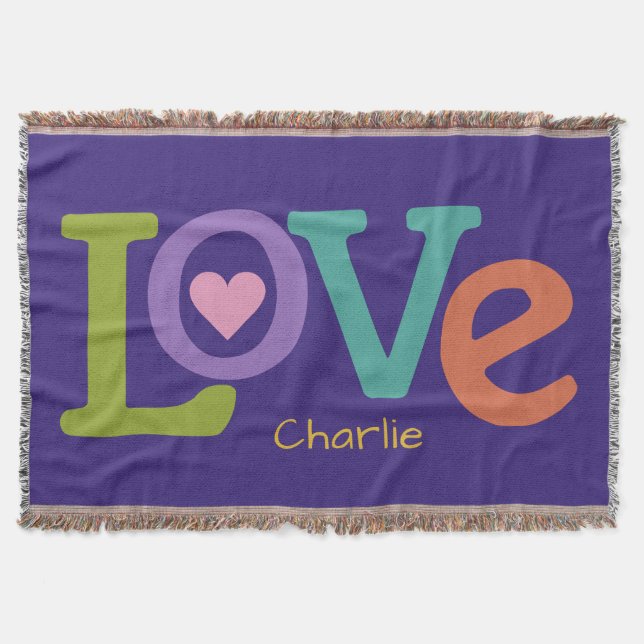 Farbige Liebe individuelle Name werfen Decke (Vorderseite)