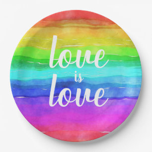 Farbige Liebe ist Liebe Regenbogen Pappteller