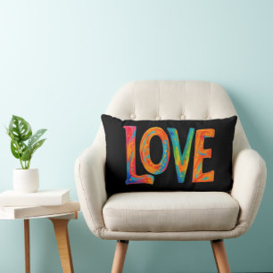 Farbige Liebe Word Lumbar Throw Kissen