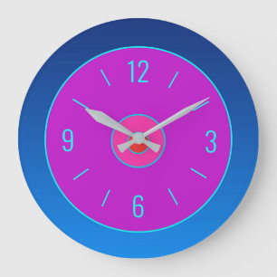 Farbige Lila/Rosa Wanduhr mit blauem Rand