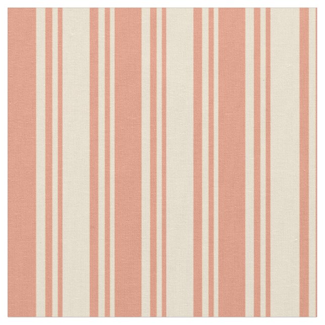 Farbige Lines aus Beige und Dunklem Lachs Stoff (Nahaufnahme)