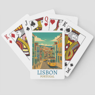 Farbige Lissabon Portugal Reiseillustration Spielkarten