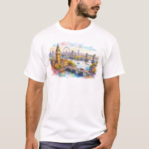 Farbige London-Stadtansicht T-Shirt