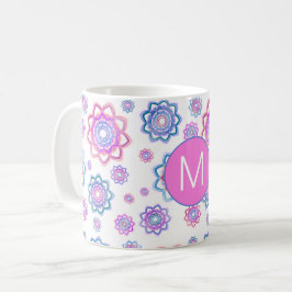 Farbige Lotus-Blume Monogram Pink Pastellgrün Kaffeetasse