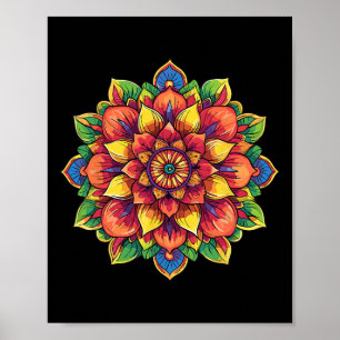 Farbige Lotus-Mandala-Symmetrie-Yoga-Meditation Poster