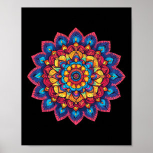 Farbige Lotus-Mandala zur Meditation  Poster