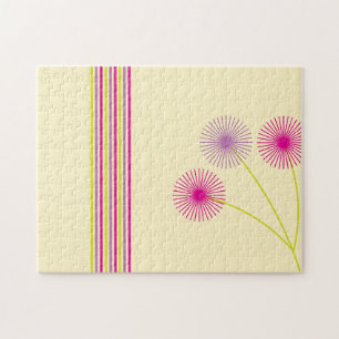Farbige Löwenzahnblumen, Streifen, Boho-Abstrakt