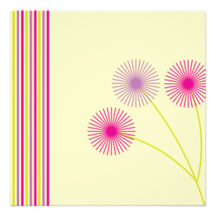 Farbige Löwenzahnblumen, Streifen, Boho-Abstrakt Fotodruck