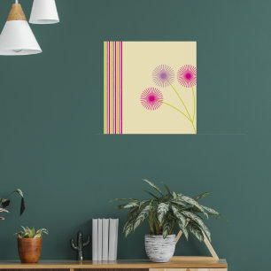 Farbige Löwenzahnblumen, Streifen, Boho-Abstrakt Poster