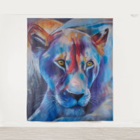 Farbige Löwinnen-Kunst - Handgemalte Wildlife-Deko