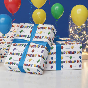 Farbige Luftballons Frohe Geburtstag Geschenkpapie Geschenkpapier