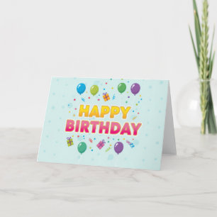 Farbige Luftballons & Geschenke Alles Gute zum Geb Dankeskarte