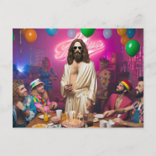 Farbige lustige 1980er Happy Birthday Jesus Postkarte