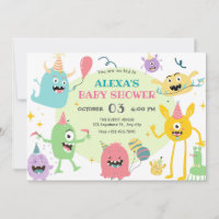 Farbige lustige Monster-Party-Babydusche