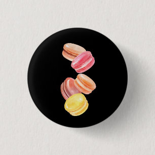 Farbige Macarons Aquarellkunst Button