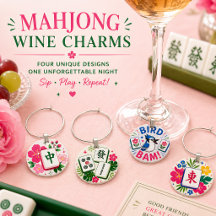 Farbige Mahjong-Weinanhänger Set Lustige Kachel-De