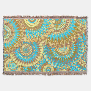 Farbige Mandala auf blauem Hintergrund Decke