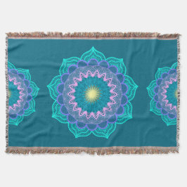 Farbige Mandala auf blauem Hintergrund Decke
