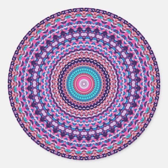 Farbige Mandala-Aufkleber Runder Aufkleber (Vorderseite)