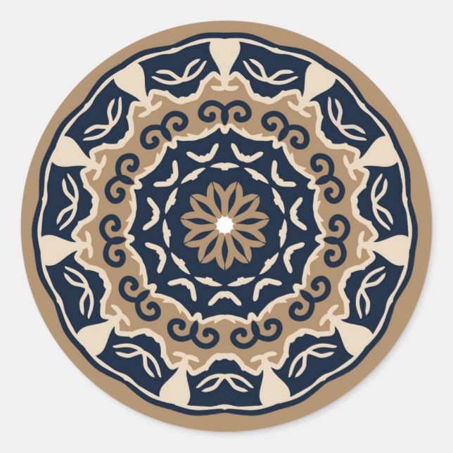 Farbige Mandala-Aufkleber Runder Aufkleber (Vorderseite)