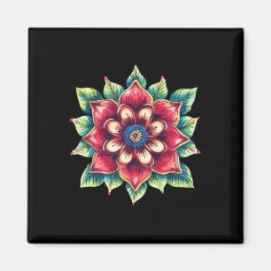 Farbige Mandala-Blumen-Boho-Yoga-Lotus-Symbol Magnet