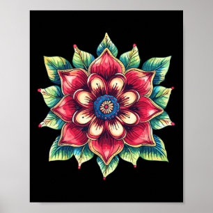 Farbige Mandala-Blumen-Boho-Yoga-Lotus-Symbol  Poster