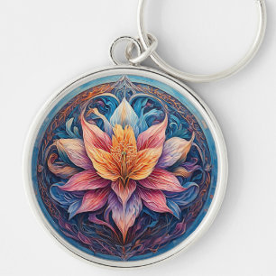 Farbige Mandala-Blumen-Design Schlüsselanhänger