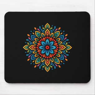 Farbige Mandala-Blumen-Symmetrie Mousepad