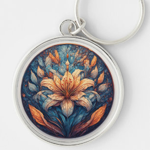 Farbige Mandala-Blumenmuster Schlüsselanhänger