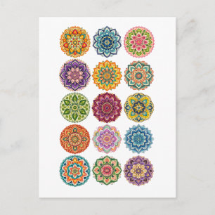 Farbige Mandala-Collage Postkarte