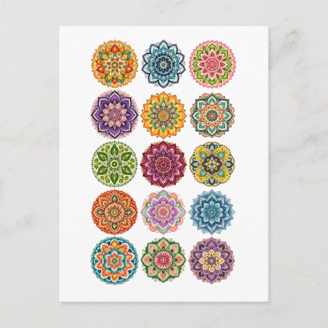 Farbige Mandala-Collage Postkarte (Vorderseite)