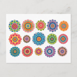 Farbige Mandala-Collage Postkarte