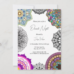 Farbige Mandala-Diwali-Nacht-Einladung Einladung
