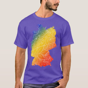 Farbige Mandala Kunstkarte Deutschlands mit Text i T-Shirt