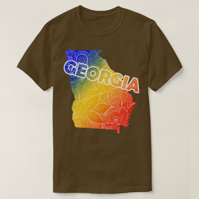 Farbige mandala-Kunstkarte Georgiens mit Text in b T-Shirt (Design vorne)
