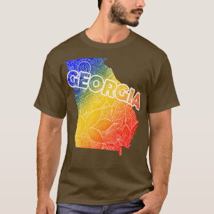 Farbige mandala-Kunstkarte Georgiens mit Text in b T-Shirt