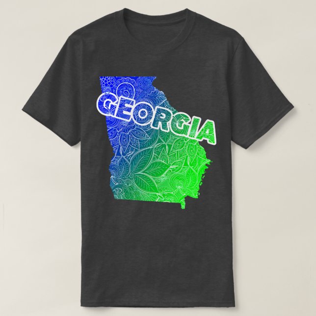 Farbige mandala-Kunstkarte Georgiens mit Text in b T-Shirt (Design vorne)